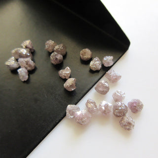 10 Pieces 4mm Natural Pink Rough Round Diamonds Loose, Natural Raw diamonds For Ring Earring Easy To Set, DDS602/8