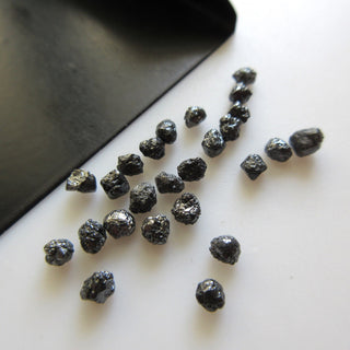 10 Pieces 4mm Heated Black Natural Rough Round Diamond Loose, Easy To Set Loose Black Raw diamond For Ring Earrings DDS602/4