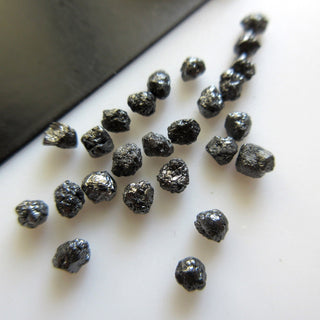 10 Pieces 4mm Heated Black Natural Rough Round Diamond Loose, Easy To Set Loose Black Raw diamond For Ring Earrings DDS602/4