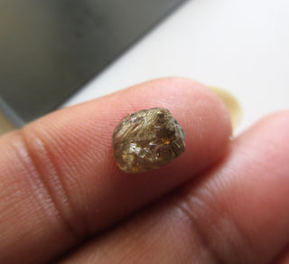 OOAK 7mm Champagne Brown Cognac Smooth Natural Raw Diamond, Sparkly Clear Brown Rough Diamonds Loose, DDS602/9