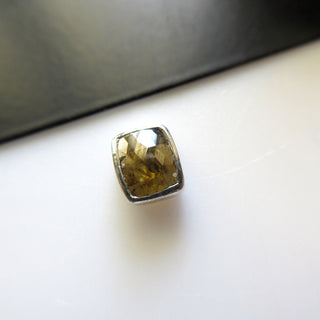 7.2mm/0.55CTW Natural Yellow Rectangle Diamond Rose Cut Diamond Bezel Collet Loose For Ring/Pendant, 925 Silver/14K Gold Bezel, DDS297/22