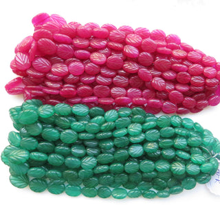 Pink Jade Carved Oval Beads, Pink Jade Oval Beads, 15mm To 19mm Pink Jade Hand Carved Beads, 17 Inch Bead Strand, GDS1415