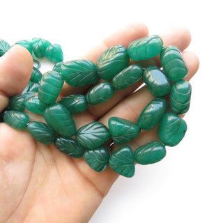 Green Jade Carved Tumble Beads, Green Jade Tumbles, 15mm To 22mm Green Jade Hand Carved Beads, 17 Inch Bead Strand, GDS1416