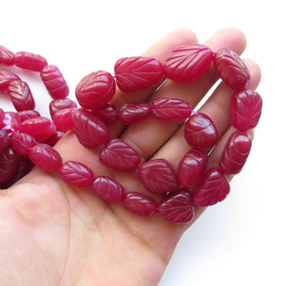 Pink Jade Carved Tumble Beads, Pink Jade Tumbles, 15mm To 21mm Pink Jade Hand Carved Beads, 17 Inch Bead Strand, GDS1417