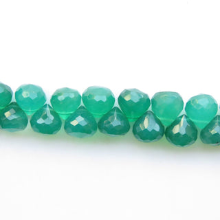 Green Onyx Onion Shaped Briolettes, Green Onyx Briolette Beads, 8mm Green Onyx Faceted Onion Beads, Sold As 8 Inch/4 Inch, GDS1418