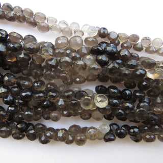 7mm Smoky Quartz Faceted Onion Beads, Shaded Smoky Quartz Faceted Onion Briolette Beads, Smoky Quartz Onion, Sold As 7"/3.5", GDS1420