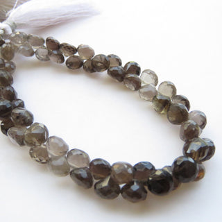 7mm Smoky Quartz Faceted Onion Beads, Shaded Smoky Quartz Faceted Onion Briolette Beads, Smoky Quartz Onion, Sold As 7"/3.5", GDS1420