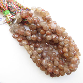 9mm Natural Strawberry Quartz Faceted Onion Briolettes, Strawberry Quartz Onion Briolette Beads, Sold As 9 Inches/4.5 Inches, GDS1422