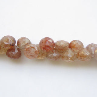 9mm Natural Strawberry Quartz Faceted Onion Briolettes, Strawberry Quartz Onion Briolette Beads, Sold As 9 Inches/4.5 Inches, GDS1422