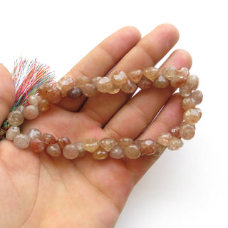 9mm Natural Strawberry Quartz Faceted Onion Briolettes, Strawberry Quartz Onion Briolette Beads, Sold As 9 Inches/4.5 Inches, GDS1422