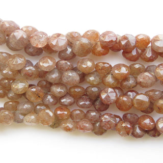 10mm Natural Strawberry Quartz Faceted Onion Briolettes, Strawberry Quartz Onion Briolette Beads, Sold As 9 Inches/4.5 Inches, GDS1423