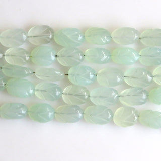 Aqua Chalcedony Carved Beads, Wholesale Aqua Chalcedony Straight Drilled Hand Carved Oval Beads, 12mm To 14 Each, 8 Inch Strand, GDS1342