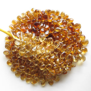 Natural Citrine Pear Beads Citrine Smooth Pear Briolettes, Citrine Pear Beads, 6mm To 9mm Citrine Pears, 12 Inch Strand, GDS1344