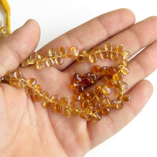 Natural Citrine Pear Beads Citrine Smooth Pear Briolettes, Citrine Pear Beads, 6mm To 9mm Citrine Pears, 12 Inch Strand, GDS1344