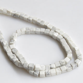 Natural White Howlite Smooth Box Beads, 5mm To 5.5mm Howlite Plain Box Beads, Howlite Gemstone beads, 17 Inch Strand, GDS1347