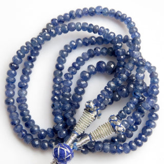 Sapphire Rondelle Beads Necklace, 5-8mm Natural Glass Filled Blue Sapphire Faceted Beads, 2 Strand Multi Strand Sapphire Necklace, GDS1349