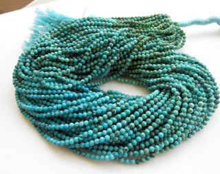 Natural Green Blue Shaded Turquoise Faceted Round Beads, 2mm to 2.5mm Turquoise Beads, 12 Inch Strand, Sold As 1 Strand/10 Strand, GDS1443