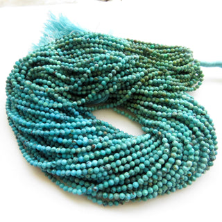 Natural Green Blue Shaded Turquoise Faceted Round Beads, 2mm to 2.5mm Turquoise Beads, 12 Inch Strand, Sold As 1 Strand/10 Strand, GDS1443