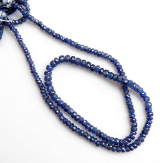 Blue Sapphire Faceted Rondelle Beads Necklace, 3-5mm Natural Glass Filled Blue Sapphire 6 Strand Multi Strand Sapphire Necklace, GDS1350