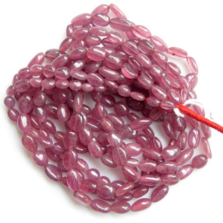 Glass Filled Ruby Oval Shaped Smooth Beads Glass Filled Ruby Beads, 6mm To 9mm Pink Ruby Beads, Sold As 8 Inch & 17 Inch Strand, GDS1351