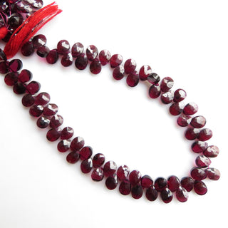 Natural Garnet Faceted Pear Beads, Garnet Briolettes, Pear Shaped Garnet Briolette Beads, 8mm Garnet Pear Beads, 9 Inch Strand, GDS1352