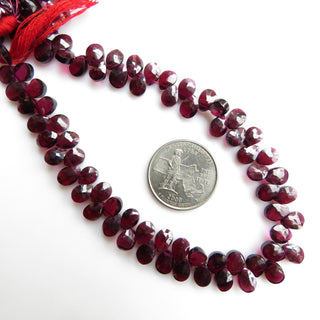 Natural Garnet Faceted Pear Beads, Garnet Briolettes, Pear Shaped Garnet Briolette Beads, 8mm Garnet Pear Beads, 9 Inch Strand, GDS1352