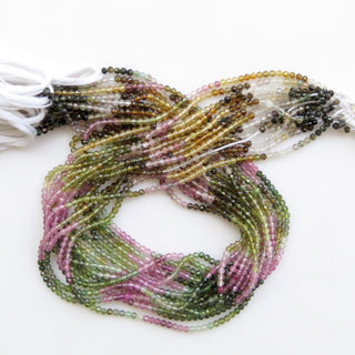 2.5mm Natural Multi Tourmaline Faceted Rondelle Beads, Pink Green Watermelon Tourmaline Bead, 13 Inch Strand, Sold As 1/5/25 Strand, GDS1447