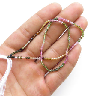 2.5mm Natural Multi Tourmaline Faceted Rondelle Beads, Pink Green Watermelon Tourmaline Bead, 13 Inch Strand, Sold As 1/5/25 Strand, GDS1447