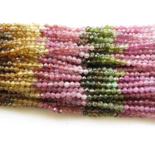 3mm Natural Multi Tourmaline Faceted Rondelle Beads, Pink Tourmaline/Green Tourmaline Beads, 12 Inch Strand, Sold As 1/5/25 Strands, GDS1449