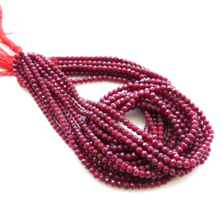 2.5mm Ruby Corundum Faceted Rondelle Beads, Enhanced Ruby Corundum Beads, 12 Inch Strand Ruby Beads, Sold As 5 Strand/25 Strands, GDS1455