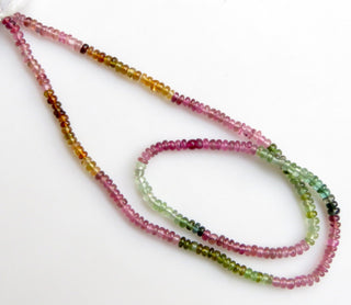 Natural Multi Tourmaline Rondelles Beads, Pink Tourmaline beads, Green Tourmaline Beads, 3mm Smooth Tourmaline Bead, 13 Inch Strand, GDS1356