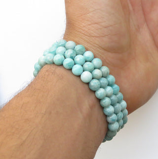 1 Piece 7mm Natural Amazonite Bracelet, Amazonite Chakra/Yoga Jewelry Bracelet, Amazonite Round Bead Bracelet, Amazonite Gemstone, GDS1360