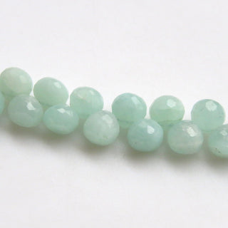 Faceted Green Amazonite Onion Shaped Briolette Beads, Natural Amazonite Gemstone Beads, 9mm/7mm Amazonite Beads, Sold As 8"/4", GDS1364