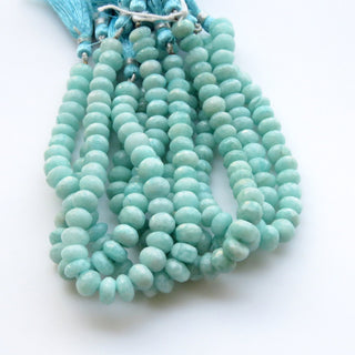 Amazonite Faceted Rondelle Beads, 8mm to 9mm Amazonite Rondelle Beads, Natural Amazonite Rondelles, 8 Inch Strand, GDS1365