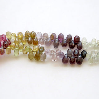 Natural Rare 5mm To 6mm Yellow Pink Blue Multi Sapphire Teardrop Faceted Briolette Beads, Sold As 15 Inch/7.5 Inch, GDS1460