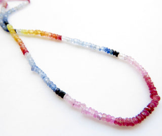 Natural 2.5mm Yellow Pink Blue Multi Sapphire Faceted Rondelle Beads, Multi Sapphire Beads, 16 Inch Strand, GDS1461