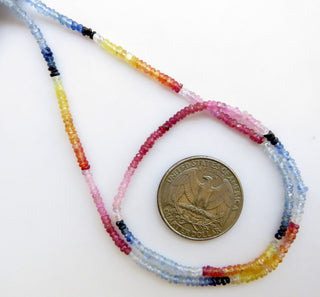 Natural 2.5mm Yellow Pink Blue Multi Sapphire Faceted Rondelle Beads, Multi Sapphire Beads, 16 Inch Strand, GDS1461