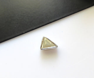 7mm/0.35CTW White/Yellow Triangle Shaped Rose Cut Diamond Bezel Collet Loose For Ring/Pendant, 925 Silver/14K Gold Bezel,, DDS516/18