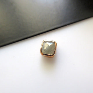 5.7mm/0.40CTW White Emerald Cut Diamond Rose Cut Bezel Collet Loose For Ring/Pendant, 925 Silver/14K Gold Bezel, DDS491/12