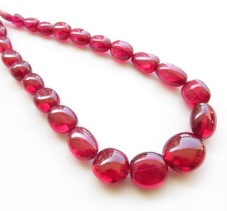 Lab Created Ruby Beads, Imitation Ruby Tumbles, Ruby Oval Beads, 7mm To 20mm Ruby Tumble Beads, Ruby Necklace, 15 Inch Strand, GDS1463