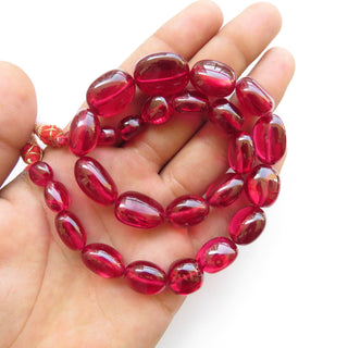 Lab Created Ruby Beads, Imitation Ruby Tumbles, Ruby Oval Beads, 7mm To 20mm Ruby Tumble Beads, Ruby Necklace, 15 Inch Strand, GDS1463