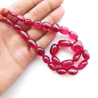 Lab Created Ruby Beads, Imitation Ruby Tumbles, Ruby Oval Beads, 7mm To 20mm Ruby Tumble Beads, Ruby Necklace, 15 Inch Strand, GDS1463