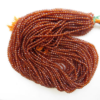 3mm Natural Hessonite Garnet Faceted Round Rondelles Beads, Excellent Uniform Cut, Hessonite Garnet Round Beads, 12 Inch Strand, GDS1464