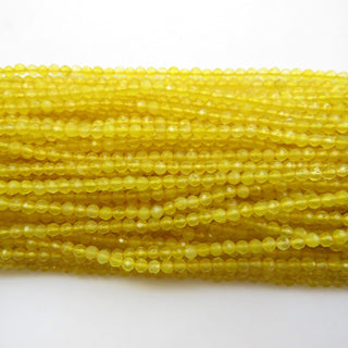 3mm Natural Yellow Chalcedony Faceted Round Rondelles Beads, Excellent Uniform Cut, Yellow Chalcedony Round Beads, 12 Inch Strand, GDS1468