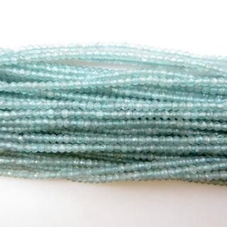 10 Strands Wholesale 3mm Natural Aqua Blue Chalcedony Faceted Round Rondelles Beads, Aqua Chalcedony Round Beads, 12 Inch Strand, GDS1471