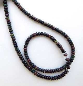 Rare Black Opal Rondelle Beads, Ethiopian Opal, Welo Opal Beads, 5mm To 5.5mm Smooth Opal Beads, Sold As 17"/8.5 Inch Strand, GDS1367