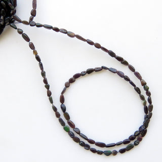 Black Opal Tumble Beads, Ethiopian Opal, Welo Opal Tumble Beads, 4mm To 4.5mm Smooth Opal Beads, 15" Inch Strand, GDS1368