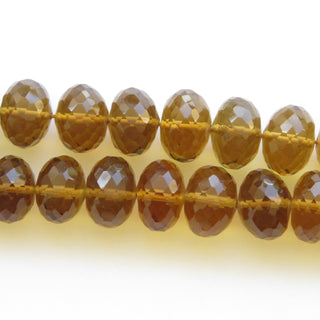 Brown Quartz Rondelle Beads, Brown Quartz Faceted Rondelle Beads, Natural Brown Quartz Beads, 8mm To 14mm Beads, Sold As 16"/8", GDS1373