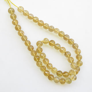 Yellow Quartz Round Beads, Yellow Lemon Quartz Faceted Round Beads, Natural Yellow Quartz, 9mm To 10mm Beads, Sold As 18"/9", GDS1374