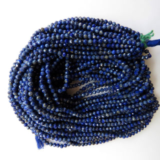 10 Strands Wholesale 3mm Natural Lapis Lazuli Faceted Round Rondelles Beads, Blue Lapis Lazuli Faceted Round Beads, 12 Inch Strand, GDS1481